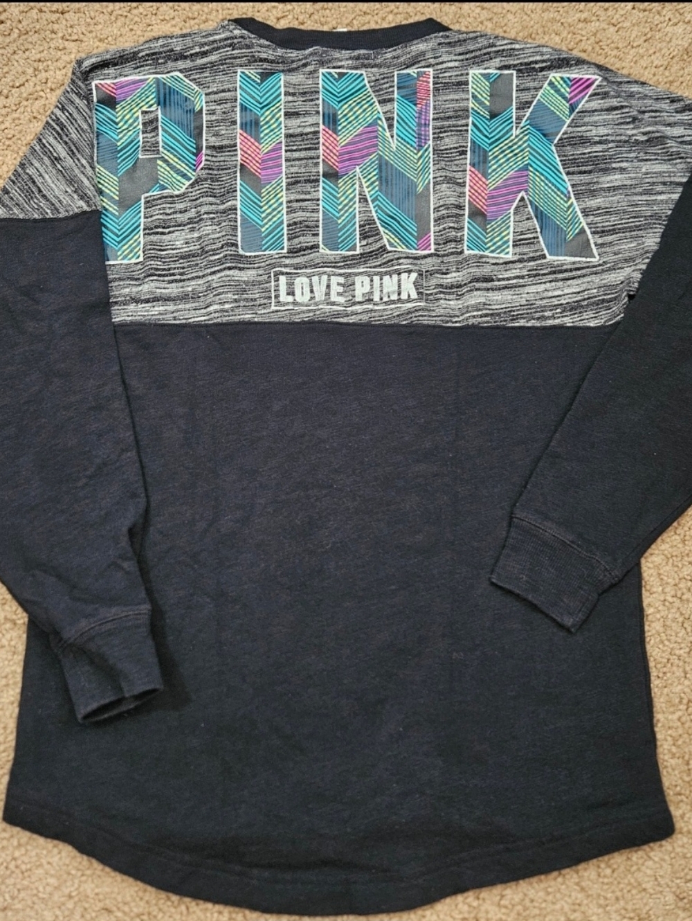 PINK Victoria's Secret Oversized Rainbow Spellout Crewneck Sweatshirt